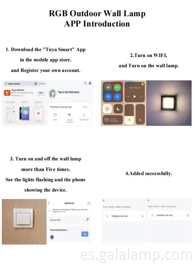 Luz de pared LED inteligente impermeable con control de aplicaciones Tuya para uso al aire libre